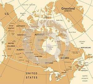 Canada Map - Vintage Vector Illustration