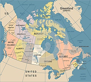 Canada Map - Vintage Vector Illustration