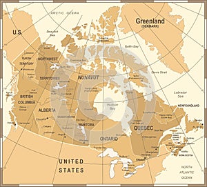 Canada Map - Vintage Vector Illustration