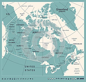 Canada Map - Vintage Vector Illustration