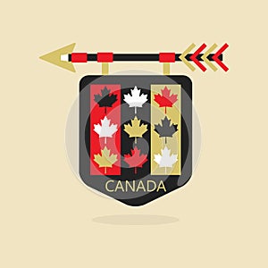 Canada medieval emblem icon with leaves pattern