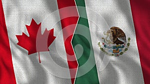Canada and Mexico Half Flags Together