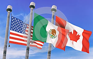 Canada, Mexico and US Flags