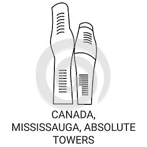 Canada, Mississauga, Absolute Towers travel landmark vector illustration