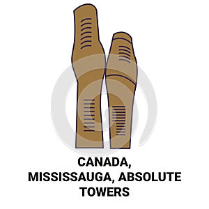 Canada, Mississauga, Absolute Towers travel landmark vector illustration