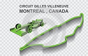 Canada Montreal grand prix race track for Formula 1 or F1. Detailed racetrack or national circuit