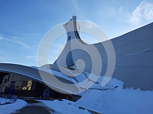 canada montreal snow winter bluesky blue sky sun Olympic stadium Olympicgames