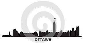 Canada, Ottawa city skyline isolated vector illustration. Canada, Ottawa travel black cityscape