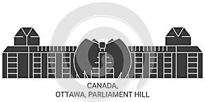 Canada, Ottawa, Parliament Hill travel landmark vector illustration