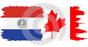 Canada and Paraguay grunge flags connection vector