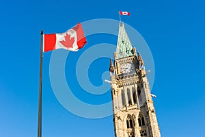 Canada Parliament and Canadian Flag photo
