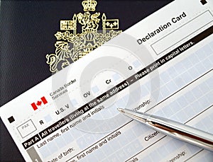 Canada passport on declaration card