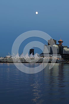 Canada place at moonrise photo