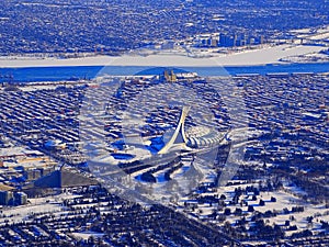 Canada, Province of Quebec, aerial view of the city of Montreal