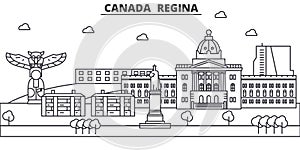 Canada, Regina architecture line skyline illustration. Linear vector cityscape with famous landmarks, city sights