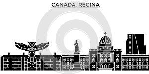 Canada, Regina architecture vector city skyline, travel cityscape with landmarks, buildings, isolated sights on