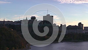 Canada`s capital city of Ottawa at dusk in the fall