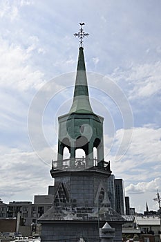 Canada\'s Old Port Montreal River view boat tourists in summer photo