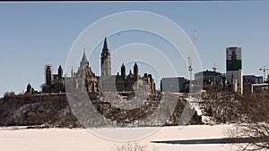 Canada's Parliament buildings in winter