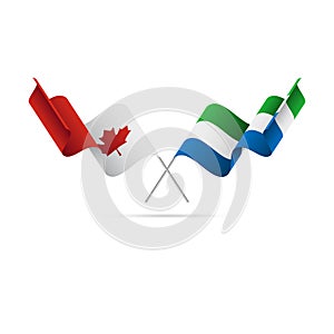 Canada and Sierra Leone flags. Crossed flags. Vector illustration.