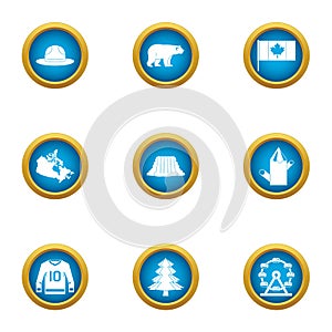 Canada smartness icons set, flat style