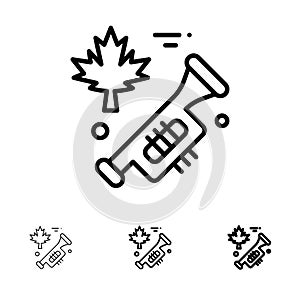 Canada, Speaker, Laud Bold and thin black line icon set photo
