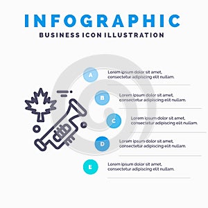 Canada, Speaker, Laud Line icon with 5 steps presentation infographics Background photo
