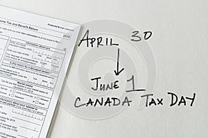 Canada Tax Day moved from April 30 to June 1 to help tax payers during the Covid 19 Coronavirus pandemic photo