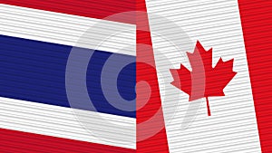 Canada and Thailand Flags Together Fabric Texture Illustration