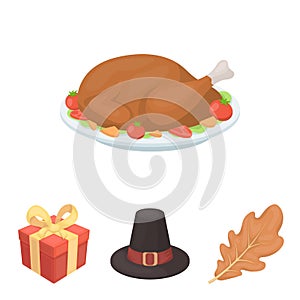 Canada thanksgiving day set collection icons in cartoon style