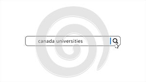 Canada Universities in Search Animation. Internet Browser Searching