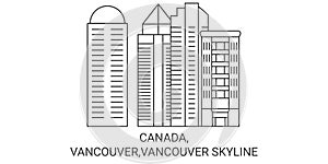 Canada, Vancouver,Vancouver Skyline travel landmark vector illustration