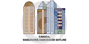 Canada, Vancouver,Vancouver Skyline travel landmark vector illustration