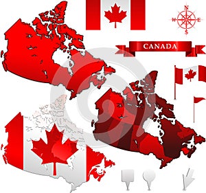 Canada vector map and flag