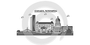 Canada, Winnipeg city skyline isolated vector illustration, icons