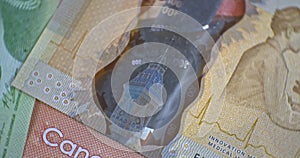 Canadian 100 Dollars close up. CAD currency.