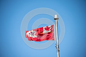 Canadian Army flag fluttering in the breeze