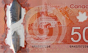 Canadian Coast Guard Ship Amundsen Research Icebreaker on Canada 50 Dollars 2012 Polymer Banknote fragment