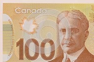 Canadian currency. Dollars. Detail close up shot