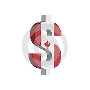 Canadian Dollar CAD currency symbol with flag - Vector