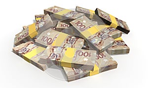 Canadian Dollar Notes Scattered Pile