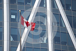 Canadian flag on calgary building