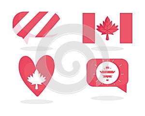 Canadian flag maple leaf bubble and heart of happy canada day vector design