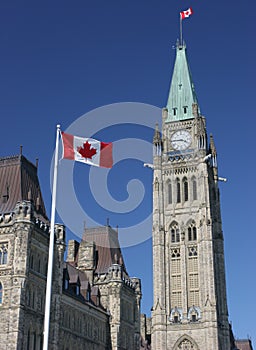 Canadian Flag and Parliament photo