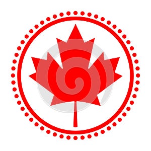 Canadian flag symbol red maple leaf icon.