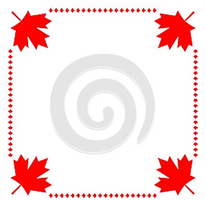 Canadian flag symbolism maple red leaf corner frame.