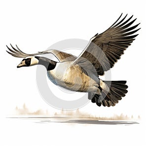 Canadian Goose Flying Illustration In Comic Book Style