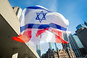 Canadian and Israeli Flags Fly in Solidarity in Toronto, Canada