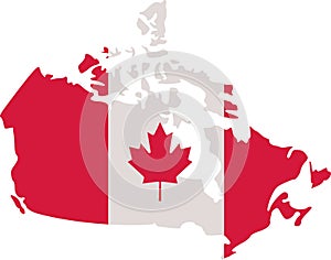 Canadian map with canada flag