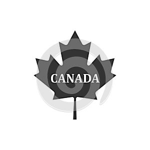 Canadian maple leaf with city name Canada icon isolated. Flat design